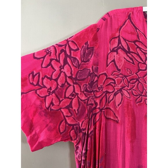 La Cera Midi House Dress 2X Floral Rayon Button Detail Side Slit Artsy Relaxed - Picture 9 of 12